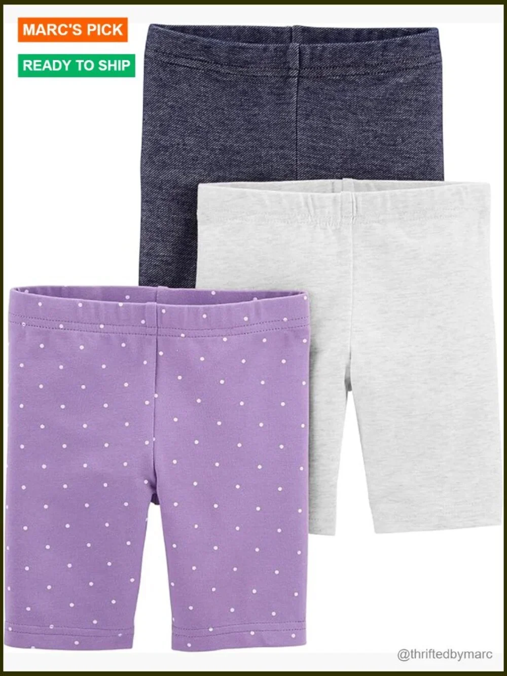 Bike Shorts 3-Pack - Comfortable Cotton Pull-On Mid Rise